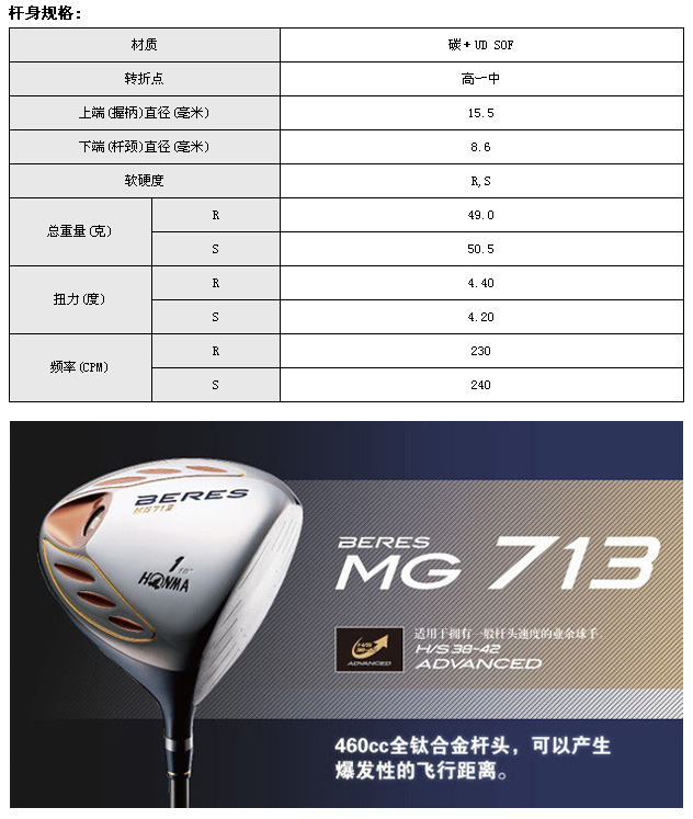 MG713木杆(四星)_高球工坊新品球具发布